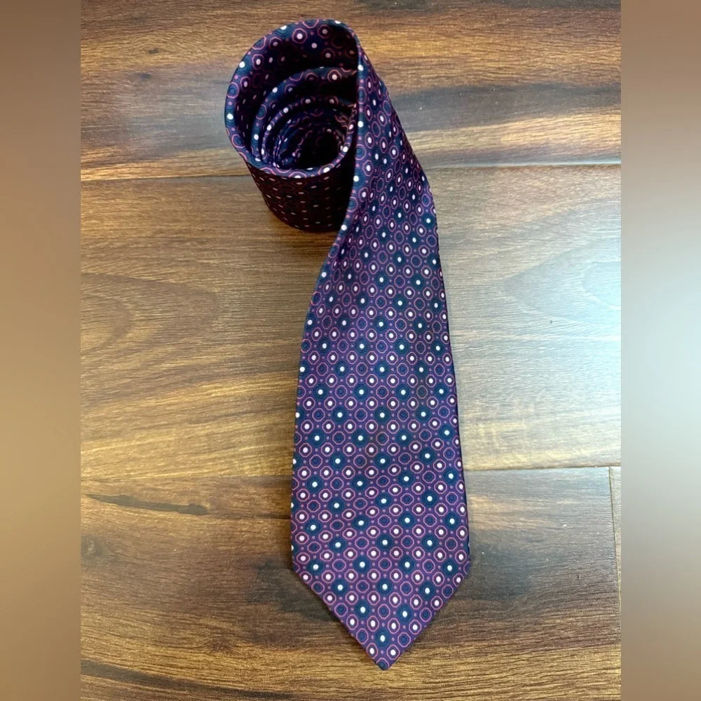 JAMES FISHER London Classic Purple Silk Polka Dot Tie